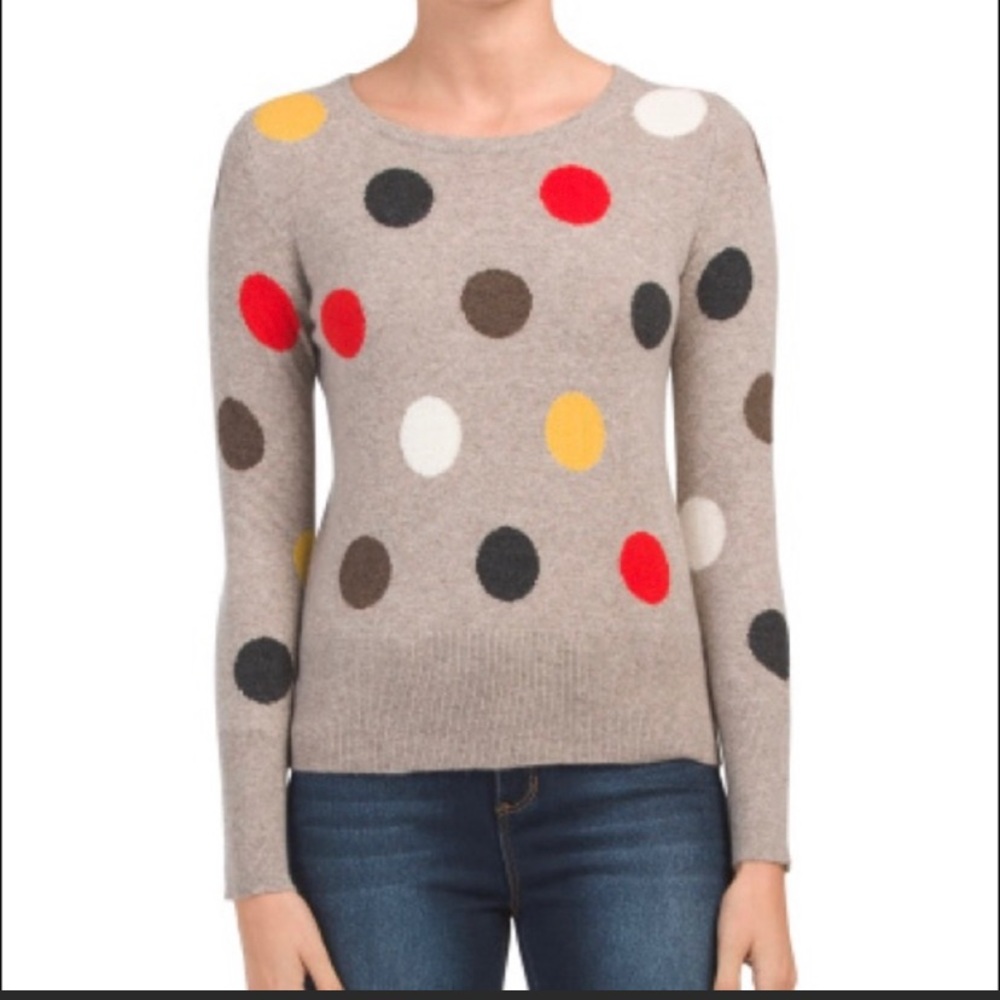 Cynthia Rowley 100% Cashmere Polka Dot Sweater